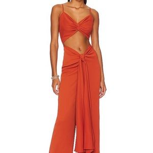 Andrea Iyamah x REVOLVE Mina Jumpsuit in Orange Red